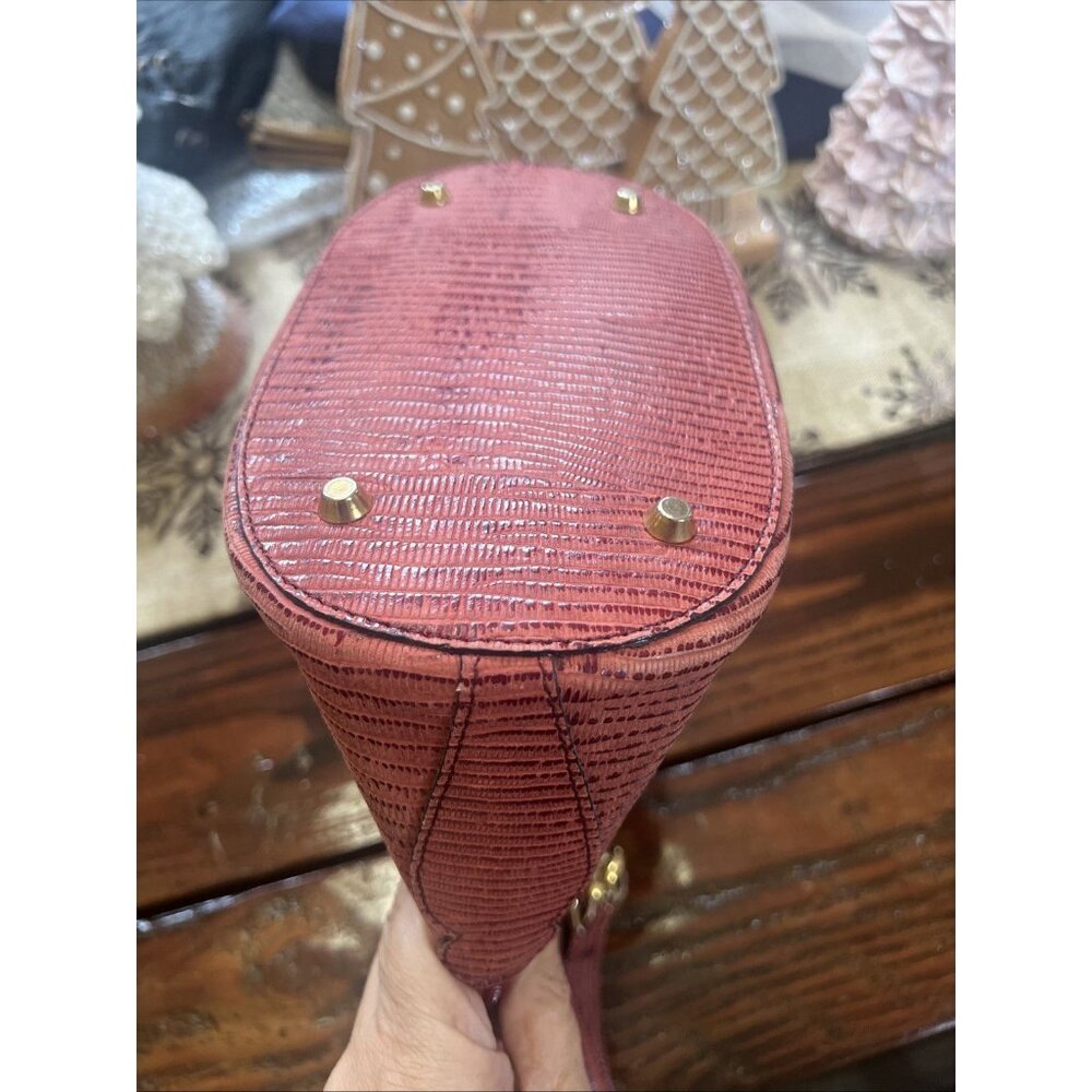 CRISTIAN MADE IN ITALY Genuine Leather Burgundy Red Dome Shaped Shoulder Bag - Picture 4 of 15